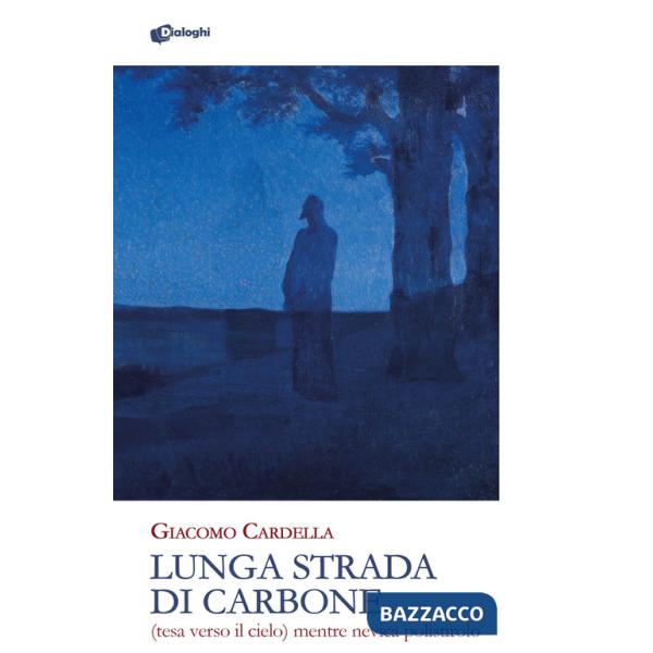 Lunga strada di carbone. (tesa verso il cielo) mentre nevica polistirolo