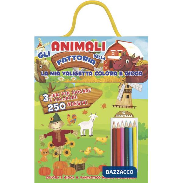 Animali della fattoria. La mia valigetta colora e gioca. Con adesivi. Ediz. a colori. Con pastelli (Gli)