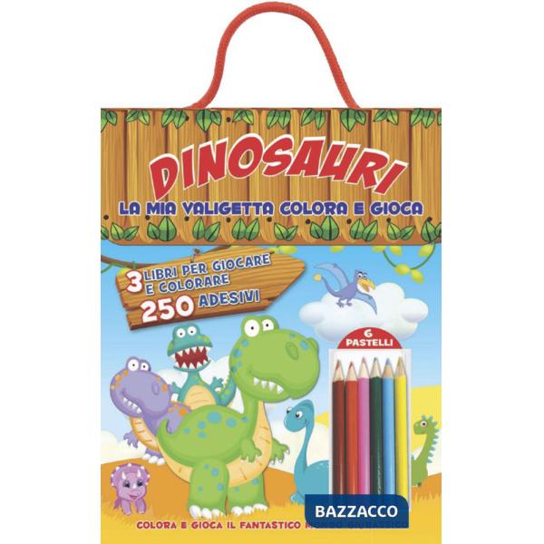 Dinosauri. La mia valigetta colora e gioca. Con adesivi. Ediz. a colori. Con pastelli