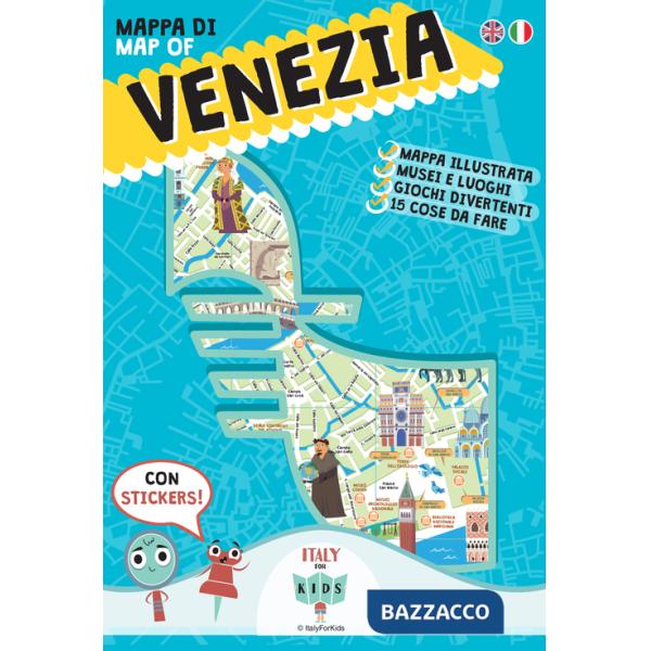 Mappa di Venezia illustrata. Con adesivi. Ediz. italiana e inglese