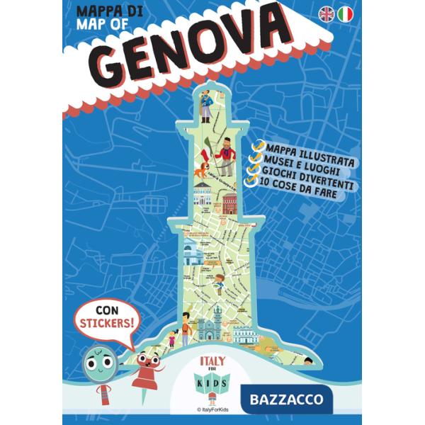 Mappa di Genova illustrata. Con adesivi. Ediz. italiana e inglese