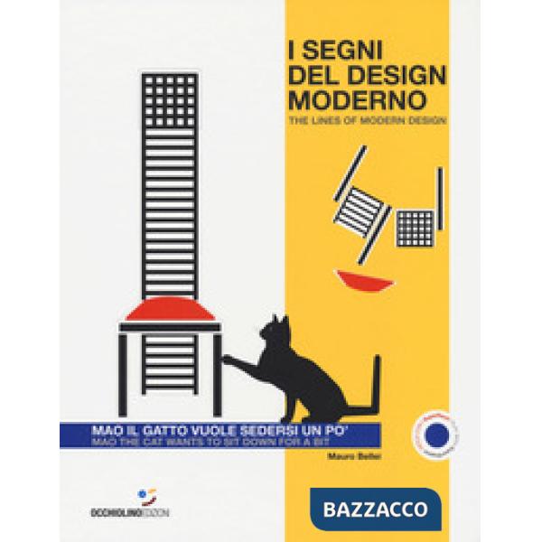 Segni del design moderno. Mao il gatto vuole sedersi un po'-The lines of modern design. Mao the cat wants to sit down for a bit.