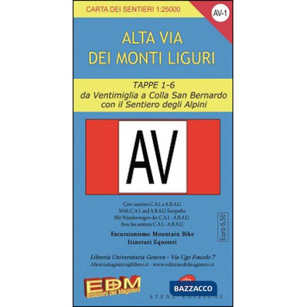 AV-1 Alta via dei monti liguri. Carte dei sentieri di Liguria