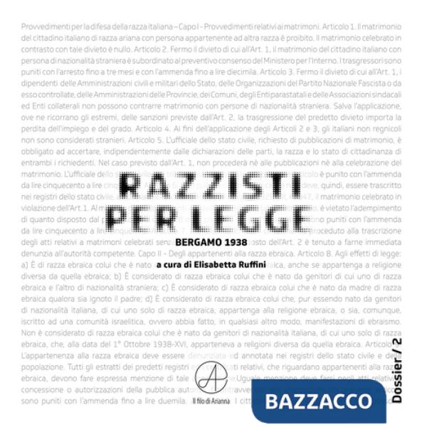 Razzisti per legge. Bergamo 1938