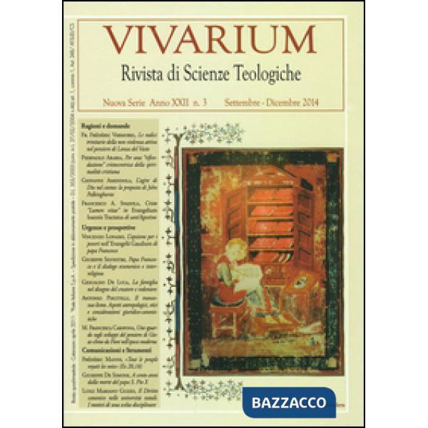 Vivarium. Rivista di scienze teologiche (2014). Vol. 3