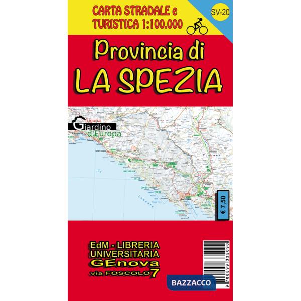Provincia di La Spezia. Carta stradale 1:100.000 SV 20 con piste ciclabili