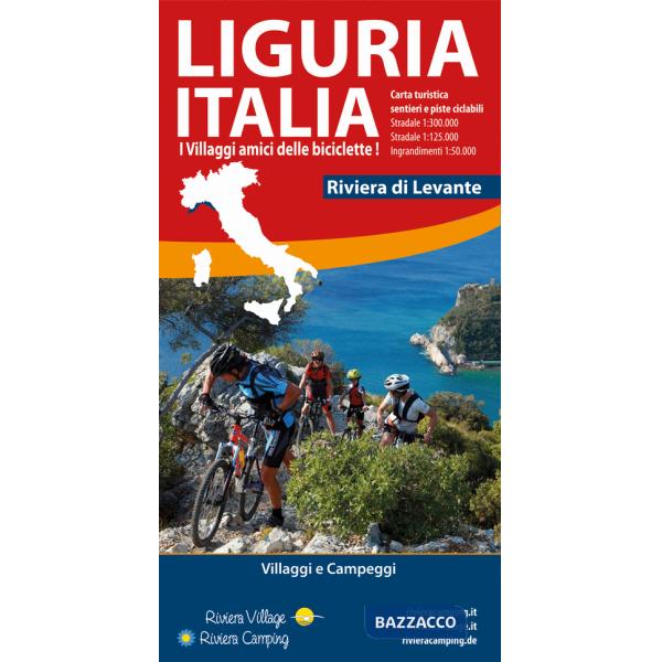 Liguria Italia riviera di Levante. Carta turistica, sentieri e piste ciclabili