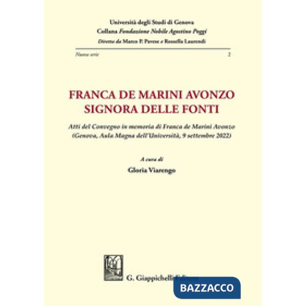 Franca de Marini Avonzo. Signora delle fonti