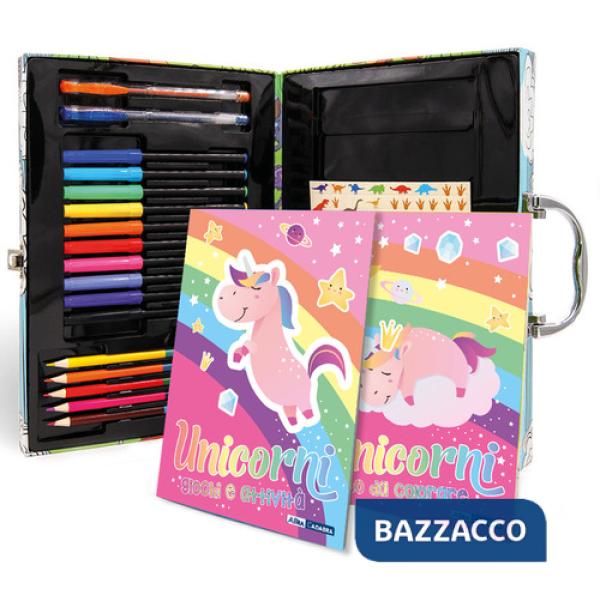 Unicorni. La mia valigetta creativa. Ediz. a colori. Con 5 matite colorate a doppia punta. Con 10 pennarelli. Con 2 penne in gel