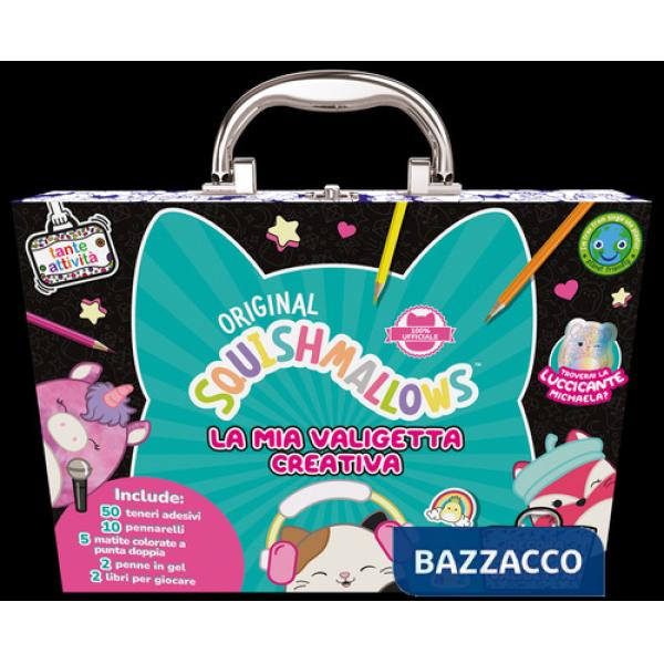 Squishmallows. La mia valigetta creativa. Con 5 matite a due colori. Con 10 pennarelli. Con 2 penne con inchiostro gel. Con Ades