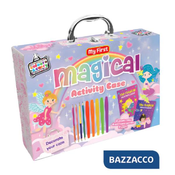 Valigetta delle creature magiche. Ediz. illustrata. Con 4 fogli stencil e fogli con silhouette. Con 4 penne gel, 4 pennarelli a 