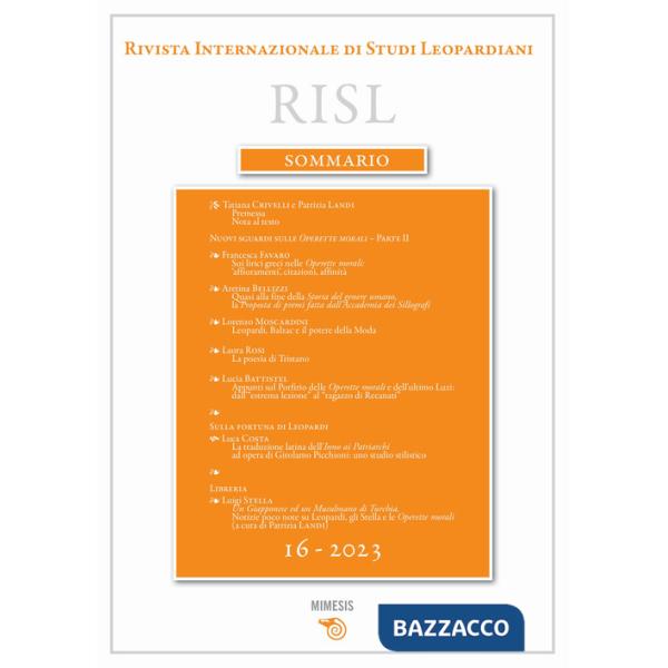 Rivista internazionale di studi leopardiani (2023). Vol. 16
