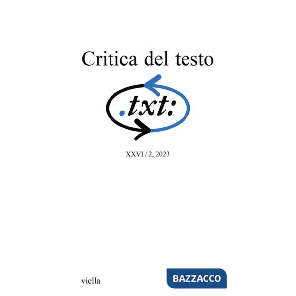 Critica del testo (2023). Vol. 26/2