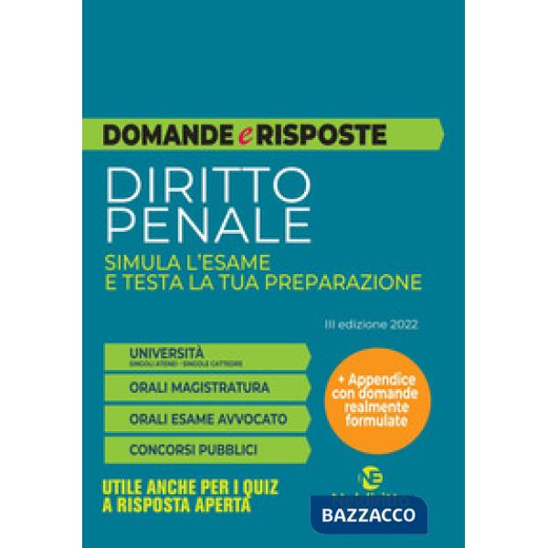 DIRITTO PENALE  SIMULA L' ESAME E TESTA LA TUA PREPARAZIONE
