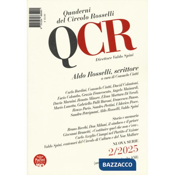 QCR. Quaderni del Circolo Rosselli (2025). Vol. 2: Aldoi Rosselli, scrittore