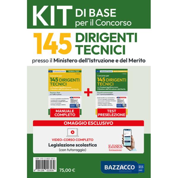 Kit base per il concorso 145 Dirigenti tecnici al Ministero Istruzione. Manuale e test per una preparazione completa. Con softwa