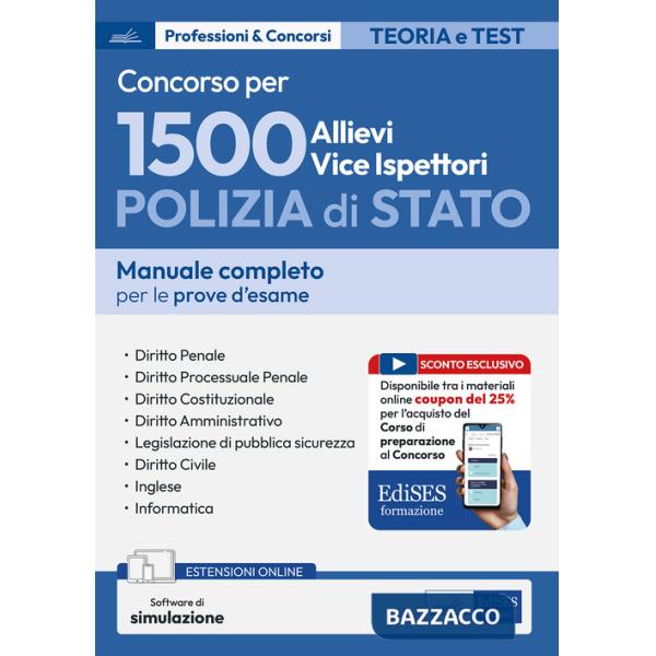 Concorso 1500 allievi vice ispettori polizia di stato. Manuale per le prove d'esame. Con espansione online. Con software di simu