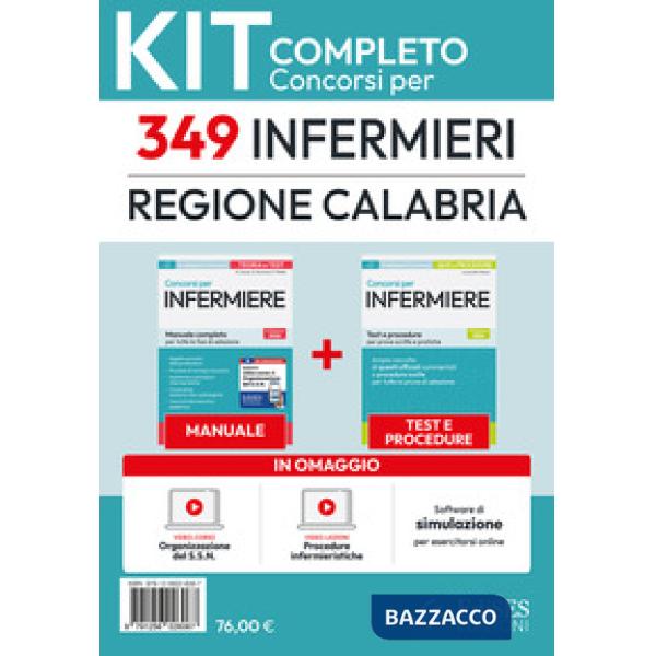Kit completo del Concorso per 349 Infermieri Regione Calabria. Manuale, test, video-lezioni, video-corso, software