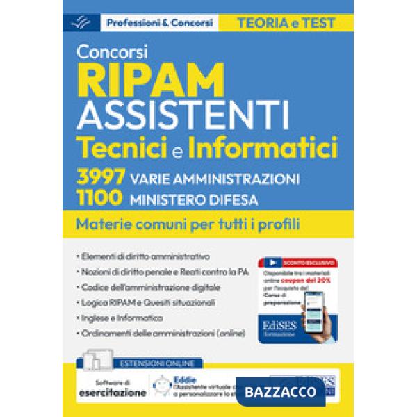 Concorsi RIPAM per assistenti tecnici e informatici. 3997 varie amministrazioni. 1100 Ministero della Difesa. Manuale per le mat
