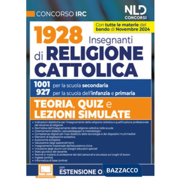 Concorso 1928 Insegnanti Religione Cattolica. Teoria e lezioni simulate. Per la Scuola dell'infanzia, primaria e secondaria