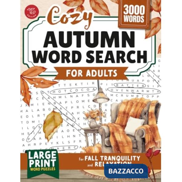 Cozy autumn word search for adults. Large print word puzzles for fall tranquility and relaxation