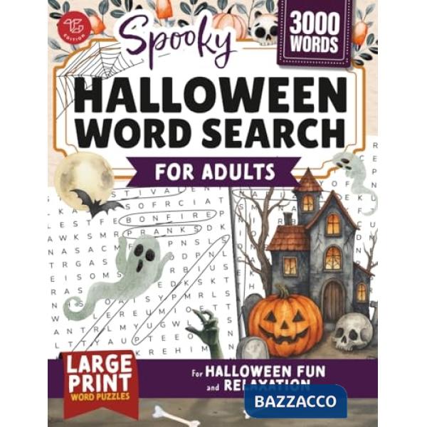 Spooky Halloween word search for adults. Large print word puzzles for Halloween fun and relaxation