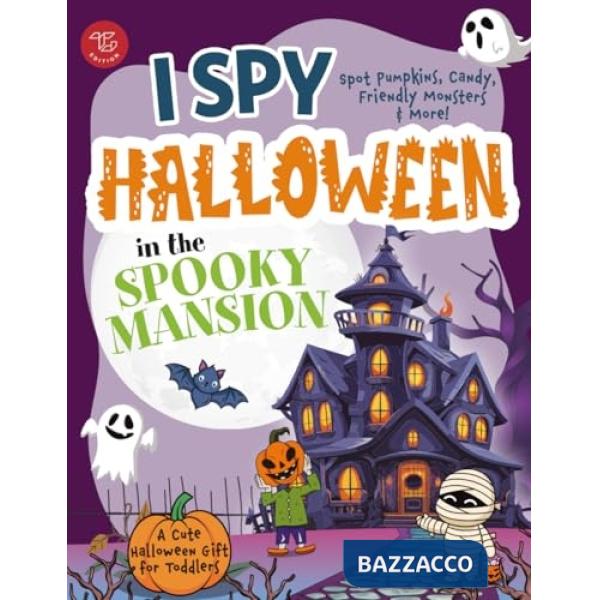 I spy Halloween in the spooky mansion. Spot pumpkins, candy, friendly monsters & more! A cute Halloween gift for toddlers