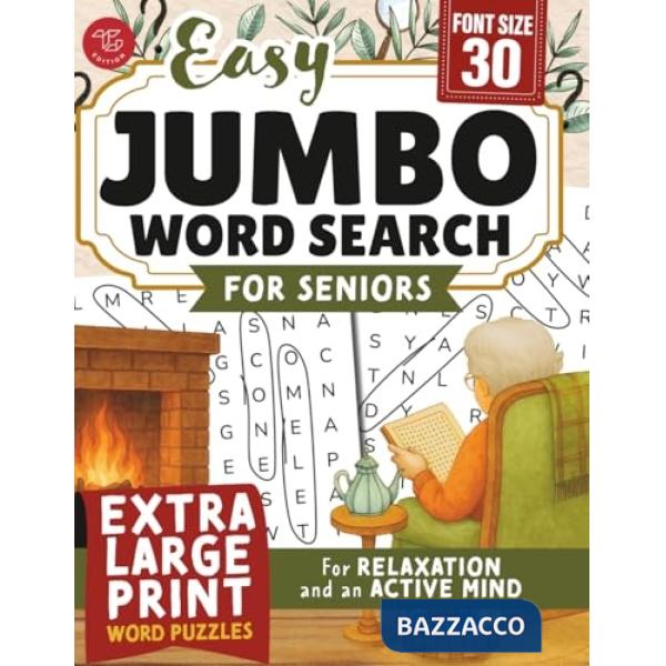 Easy jumbo word search for seniors. Extra large print word puzzles for relaxation and an active mind