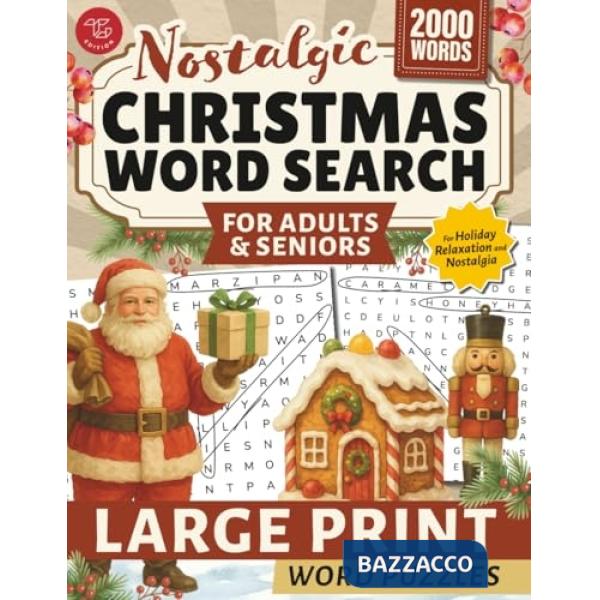 Nostalgic Christmas word search for adults & seniors. Large print word puzzles for holiday relaxation & nostalgia